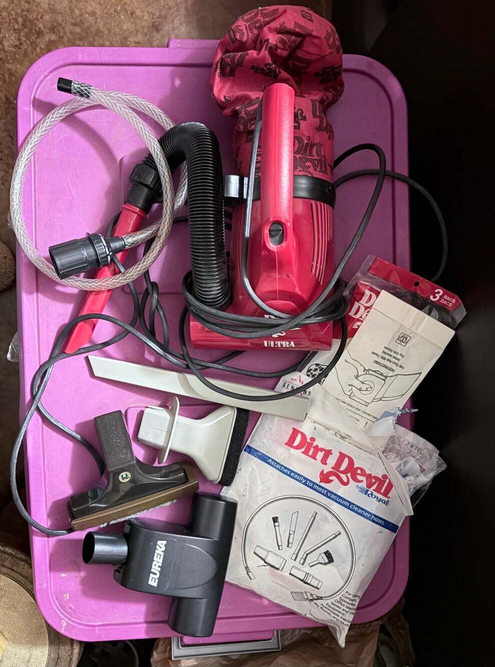 Vintage Dirt Devil Ultra Handheld Vacuum with Attachments